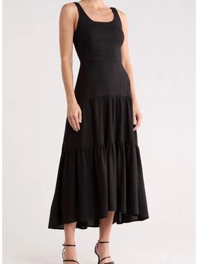 DKNY Black Tiered Sleeveless Women's Dress